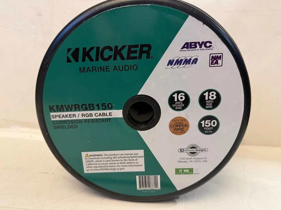 KICKER 46KMWRGB150 CABLE DE ALTAVOZ DE AUDIO MARINO 16AWG / CABLE RGB CARRETE 18AWG 150 FT Foto 2 de 4