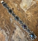 VTG MATL STYLE Sterling & OBSIDIAN Panel Link Bracelet 7.25 In 48 Grams TAXCO — photo 4
