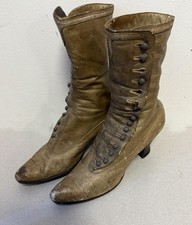 Authentic Victorian lady's leather boots c1890 Inner label reads Queen "Quality"