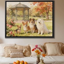 Watercolor Painting Dog Canvas Print Chihuahua Corgi Collie Samoyed Wall Decor