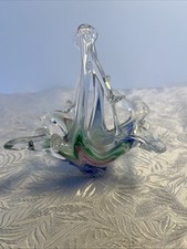 Vintage Lavorazione A Mano M. Murano Italy  Blown Glass Basket 5?x6?