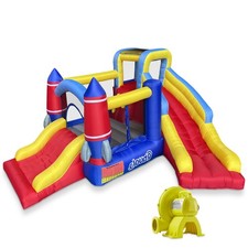Rocket Bounce House with Two Slides and Blower, Inflatable Bouncer for Kids