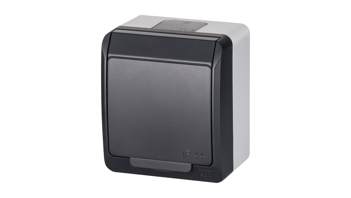 Elektroplast Hermes Einzelsteckdose Mit/Ohne 2P+Z Schuko Ip44 Anthrazit 0324-07 - Bild 2