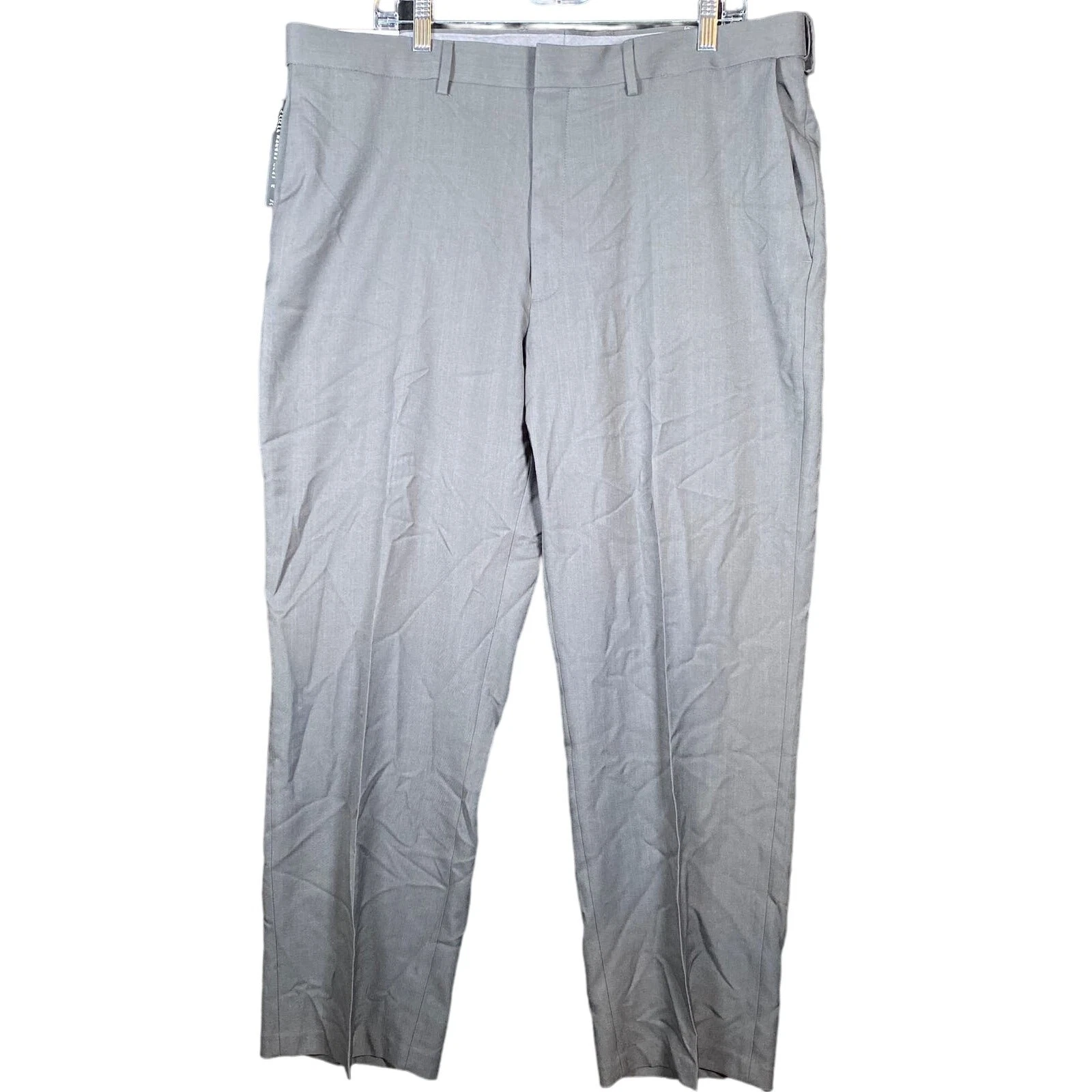 Haggar Mens Pants Gray Classic Fit Premium Stretch Workwear Dress 40x30