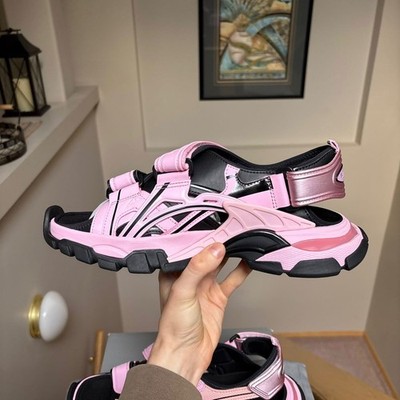 Balenciaga Track Strap Pink & Black Sandals - 9 US - MSRP $695