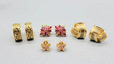 LOT OF 4--VINTAGE JOAN RIVERS SIGNED POST & CLIP ON GOLDTONE EARRINGS