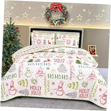 Christmas Quilt Queen Size 3-Piece Set - Ultrasonic 90" x 90" Colorful