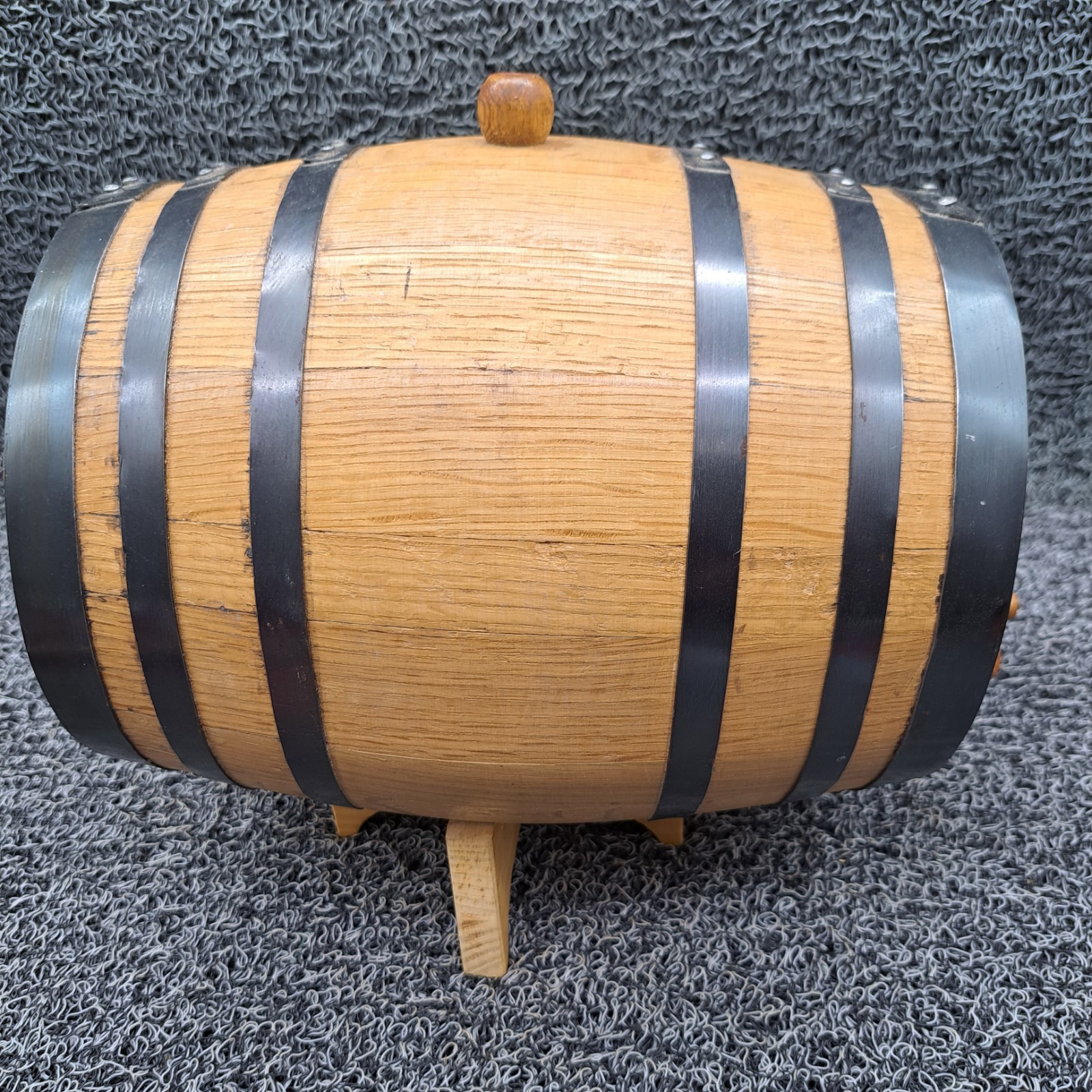 Vintage 10" Oak Beverage Dispensing Barrel with Steel Bands