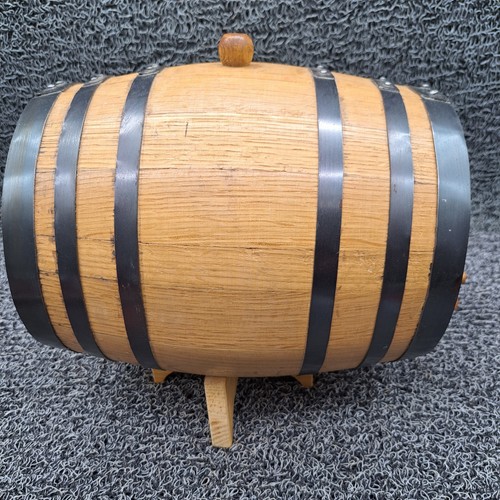 Vintage 10" Oak Beverage Dispensing Barrel with Steel Bands