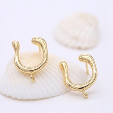 2Pairs 18K Gold Plated Stud Earrings Connector Component GZX577