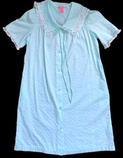Vtg 1970's Evelyn Pearson Label Duster Length Housecoat, House Dress Lounger LG