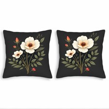 Elegant Floral Throw Pillow Covers Set of 2 18x18in Decorative Cushion Cases