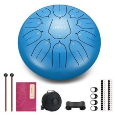 LEKATO Steel Tongue Drum 10 Inch 11 Notes, D 10'', Sky Blue 10'' 11 Notes