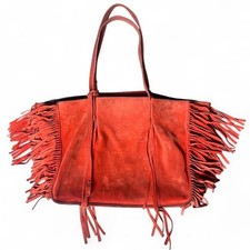 Zara burnt orange suede leather fringe spacio...