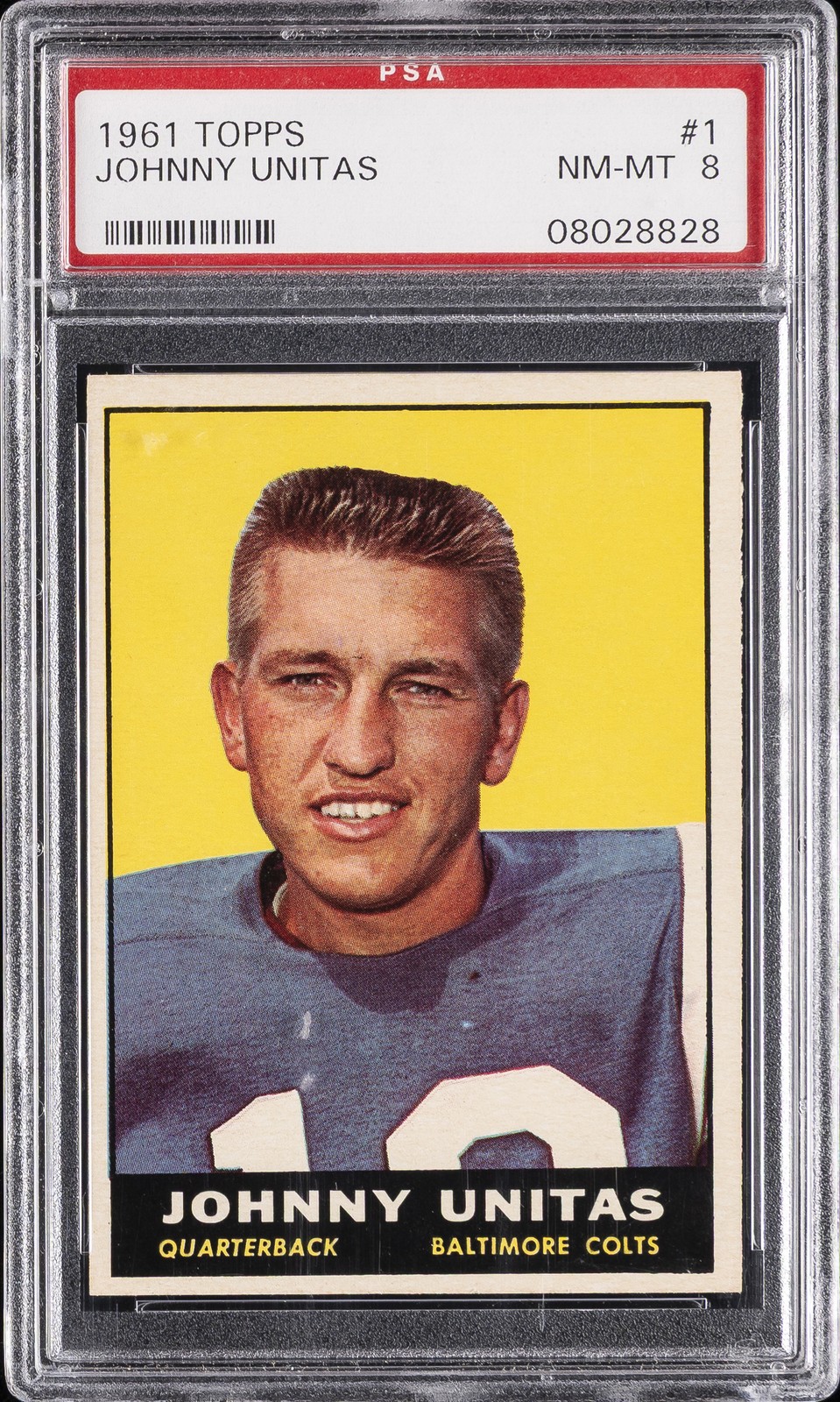 1961 TOPPS #1 JOHNNY UNITAS PSA 8