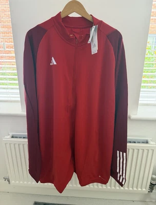 adidas AEROREADY Men’s Red Full Zip Mock Neck Long Sleeve Track Jacket 3XLT - Image 1 of 4
