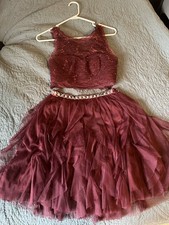 My Michelle 2 Piece Burgandy Lace Tulle Short Dress Party Homecoming Juniors 7