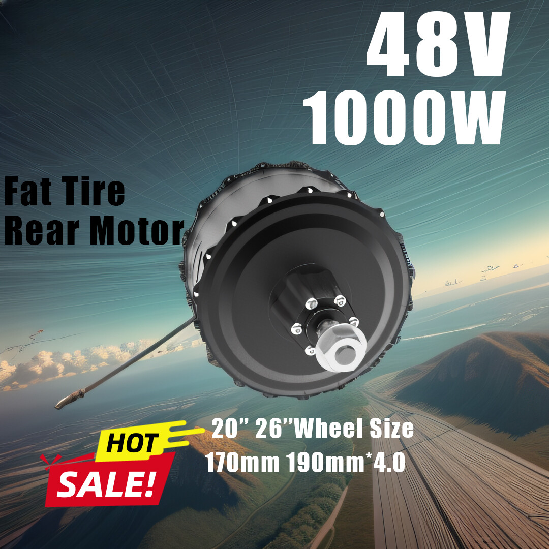 48V 1000W EBike 20''26'' 4.0 Fat Tire Rear Motor with 9 Pin Wire