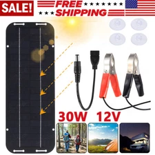 30W Solar Panel Kit 12V Trickle Charger Battery Charger Maintainer Boat RV Car