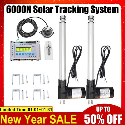 Dual Axis Solar Tracking Tracker & 6000N 16'' DC12V Linear Actuators & Controller