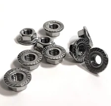 (100) M5-0.8 Stainless Steel Serrated Flange Nuts DIN6923 Nuts M5-0.8