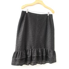 Y2K Coquette Lace Skirt Womens LARGE Black Ruffled Trumpet Whimsigoth CANADA