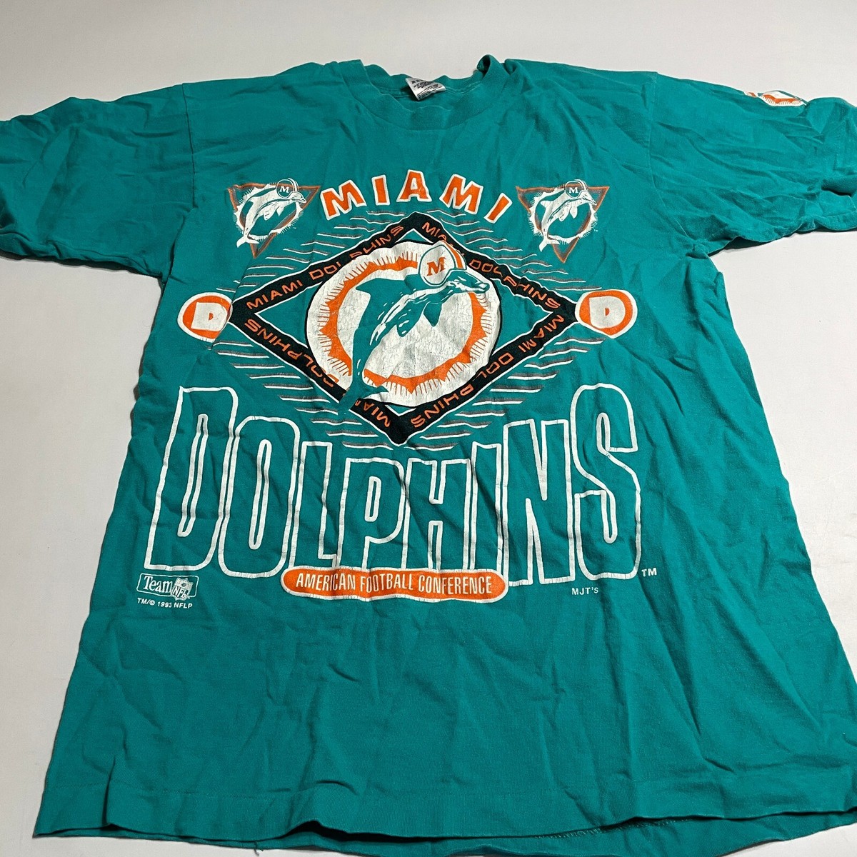 Miami Dolphins 1993 NFL Vintage Blue T-shirt Size L Single Stitch