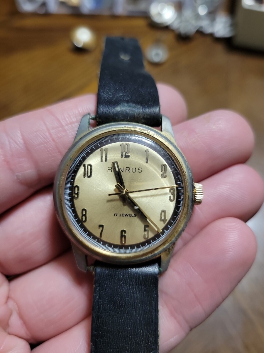 BENRUS 手巻き腕時計 17 JEWELS ブラック Vintage Benrus 17 Jewels Mens Watch Runs | eBay