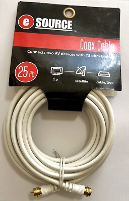 Coax Cable e SOURCE Connects two AV devices with 75 ohm F-plugs 25ft