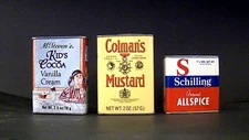  3 VINTAGE MINI TINS: COLEMAN'S MUSTARD, McSTEVEN'S COCOA  & SCHILLING ALL SPICE
