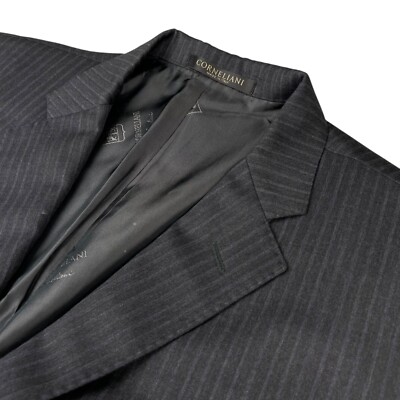 Corneliani Men s 100% Wool 2-Button Blazer Gray Stripe   Italy   44R US | EU 54