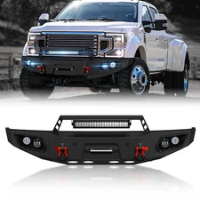 Front Bumper W/ Sensor Holes For 2017-22 4th Gen Ford F250 F350 F450 Super Duty