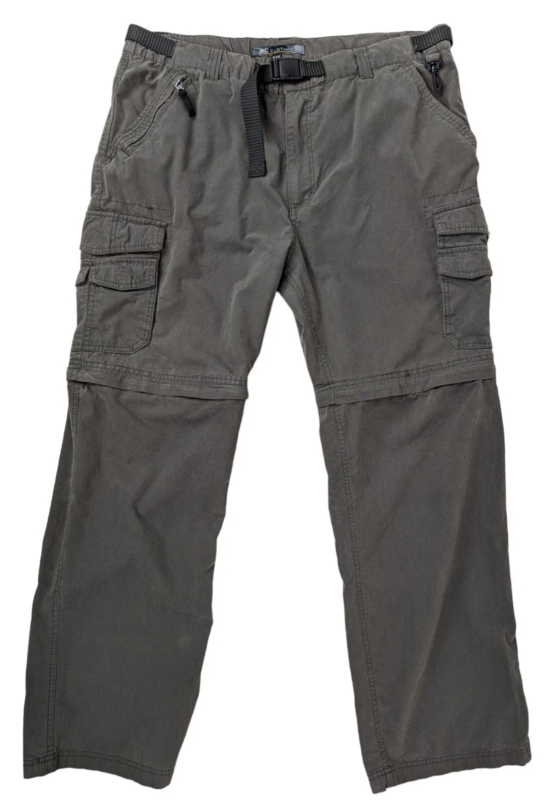 BC Clothing Men's XL Olive 38 X 32 Black Belted Straight Leg Cargo Hiking Pants