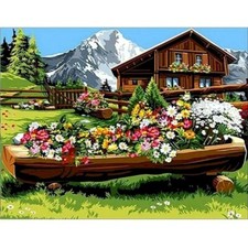 Paint By Numbers Adults kids Mountain Cabin DIY Painting Kit 40x50CM Canvas