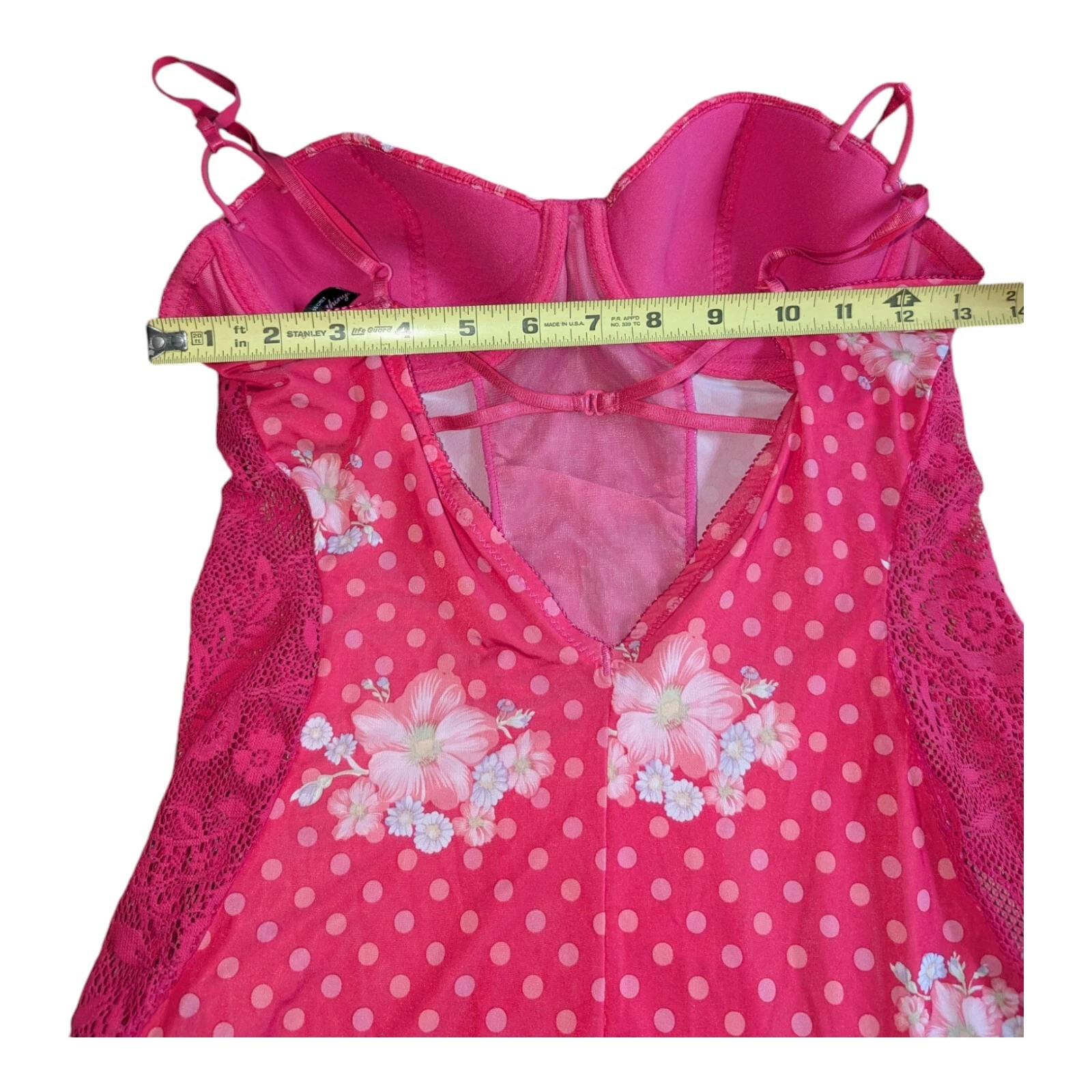 UNDERCOVER Camicia babydoll Victoria's Secret Sexy Little Things rosa caldo a pois 36B