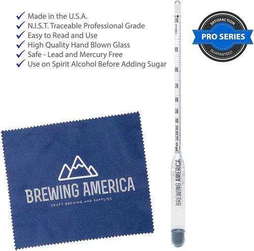 Hydrometer Alcohol Meter Test Kit: Pro Series 0-200 Proof Traceable Alcoholme... - Picture 5 of 9