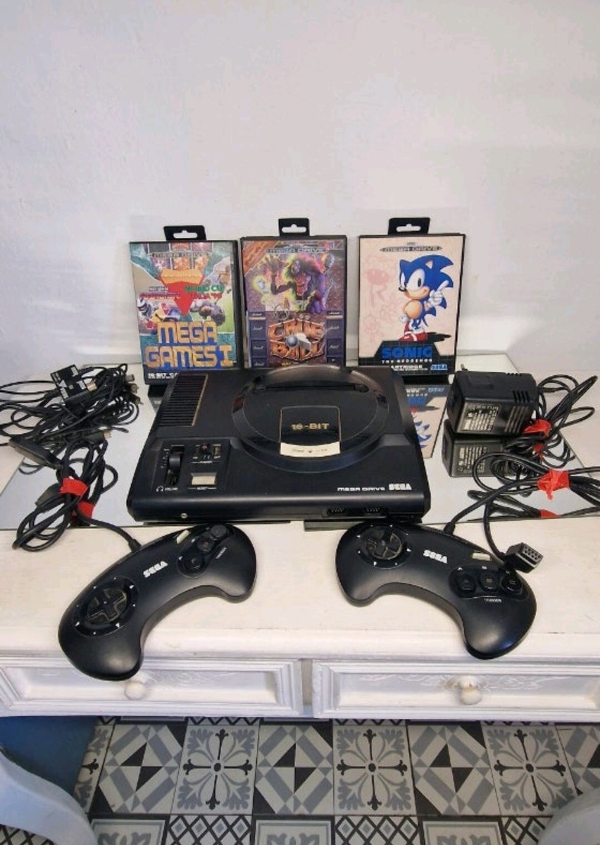 PACK CONSOLA SEGA MEGA DRIVE MEGADRIVE MD 16-BIT CON MANDOS