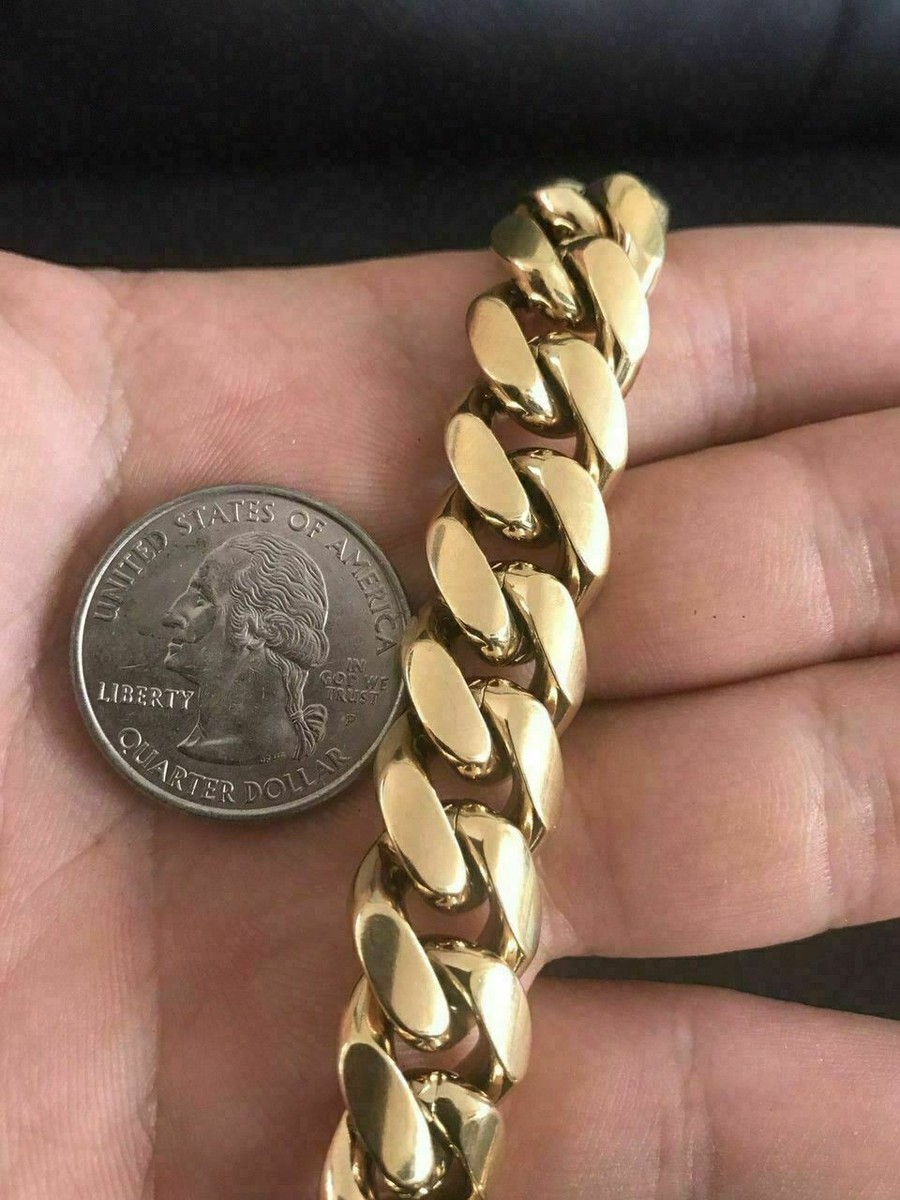 HARLEMBLING 14mm Uomo Miami Cuban Link Bracciale E Catena Set Placcato - Foto 13