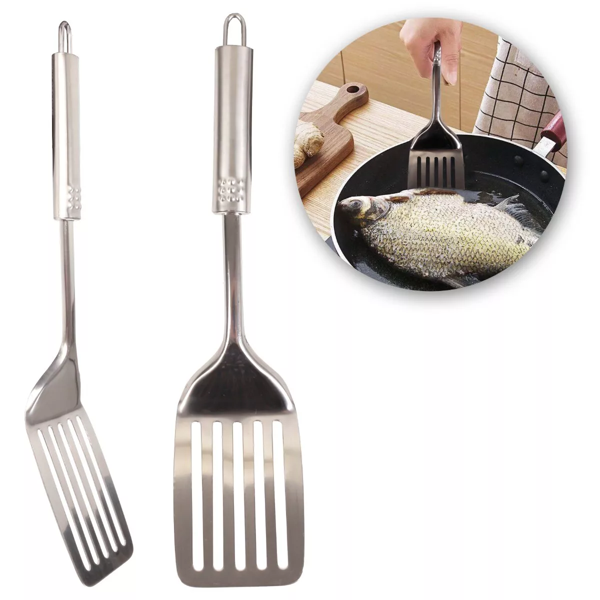 STAINLESS STEEL TURNER Slotted Fish Slice Cooking Tools Utensil Spatula  Kitchen