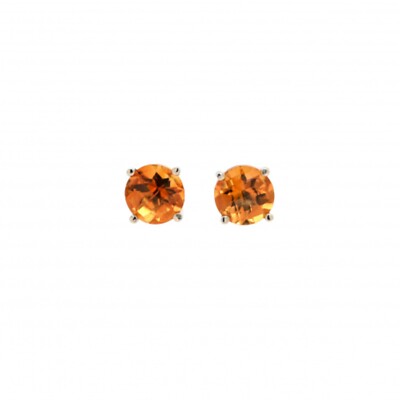 Solitär-Ohrstecker Citrin rund 7 mm 2,69 Karat in 14 Karat Weißgold (50589)