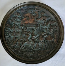 Vintage After Teniers 3D Relief Wall Plate Plaque 1800s