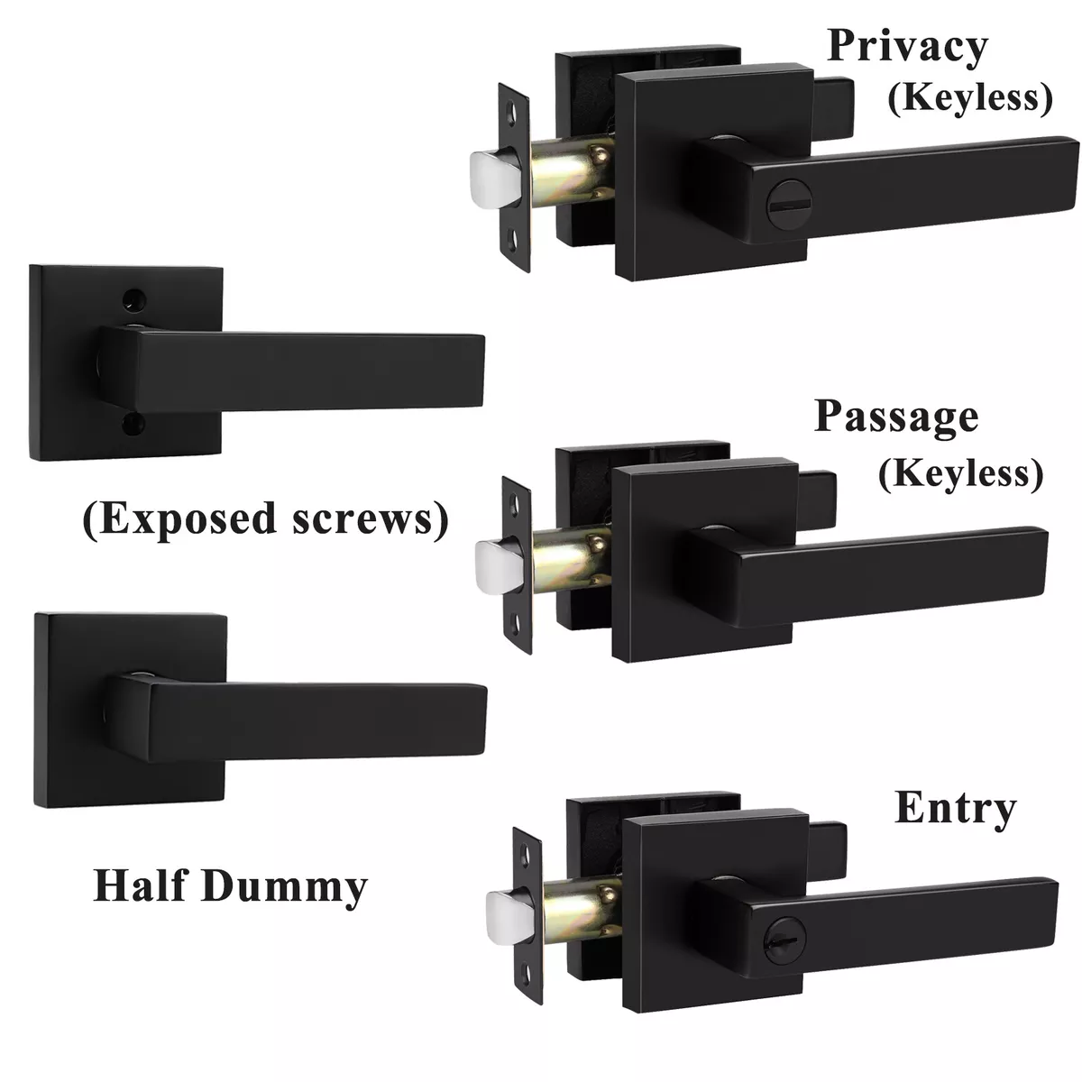 Probrico Privacy Passage Door Lever Black Interior Door Knobs Entry Locks  Dummy