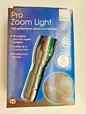 PRO ZOOM LIGHT TORCH - OPTICAL FOCUS TASCHENLAMPE - 40 X HELLER - 5 MODI (#B5)