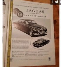 Vintage 1963 Jaguar Print Ad B & W LARGE SIZE 11X14