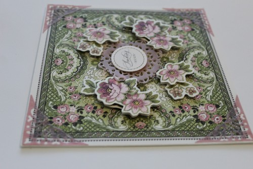 Anna Griffin "Sending Hugs" Pinks & Green 3D Handmade Layered Card 5.5" x 5.5" - Picture 2 of 2