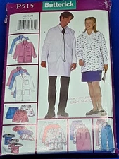 Butterick P515 Unisex Uniform X-S-M pants skirt jacket coat hat clothing pattern