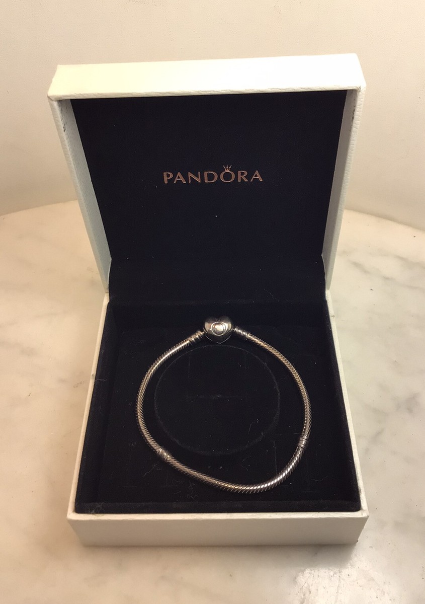 PANDORA Sterling Silver Charm O Bracelet Heart Clasp W/ Box | eBay