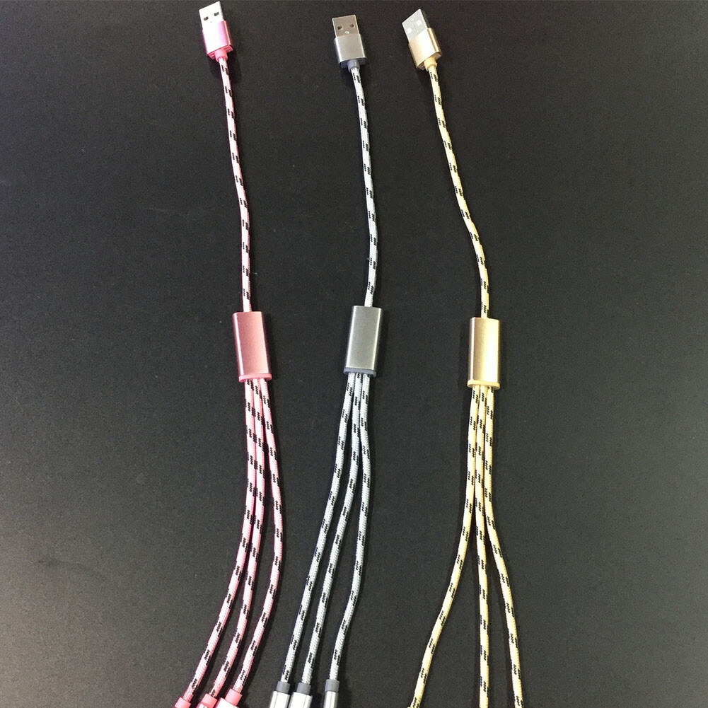 3 in 1 Fast Charging Cable Cell Phone Charger Cord For iPhone Type C