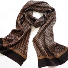 Men's 100 Silk Scarf Cravat Long Double Layer Neckerchief Muffler For Suit Shirt
