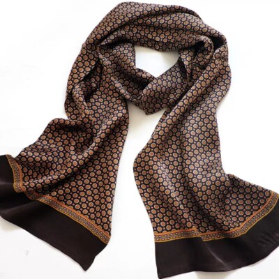 Men's 100 Silk Scarf Cravat Long Double Layer Neckerchief Muffler For Suit Shirt